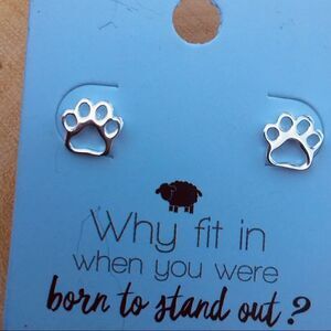 Children's Silver Paw Print Ear Studs